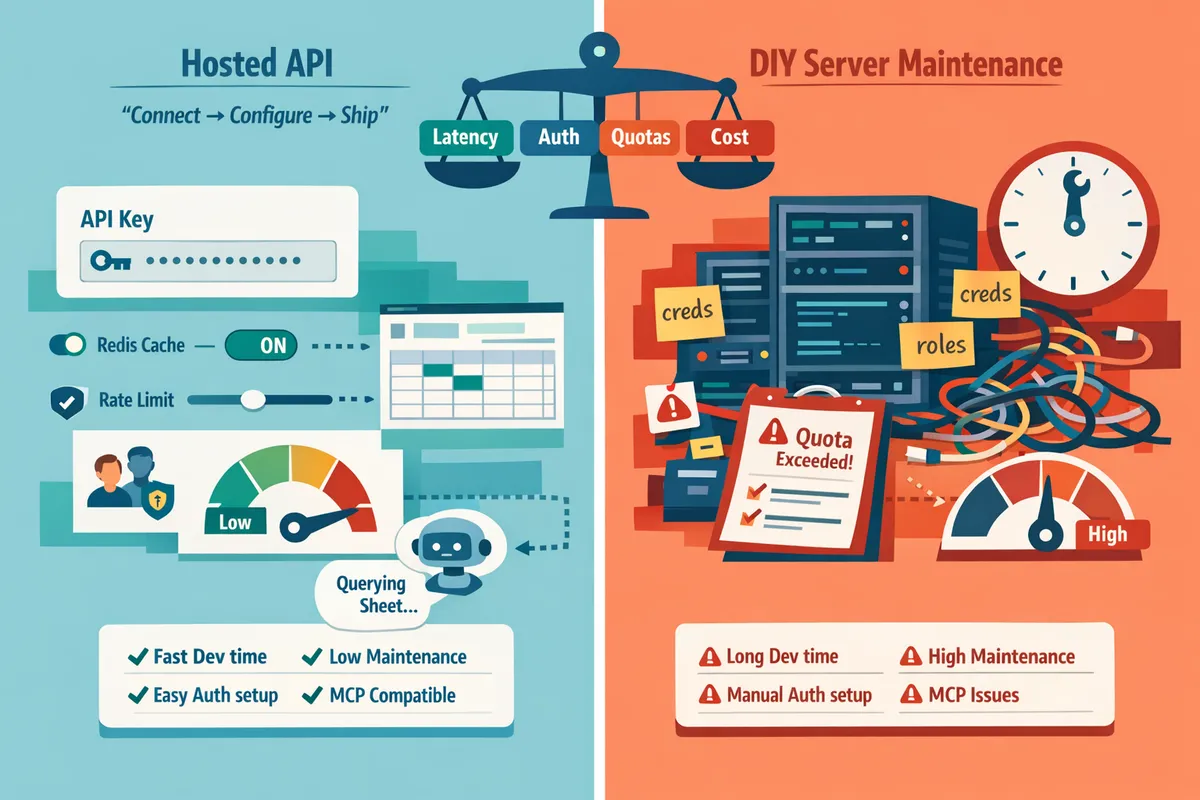 splitscreen comparing hosted api controls versus diy server maintenance