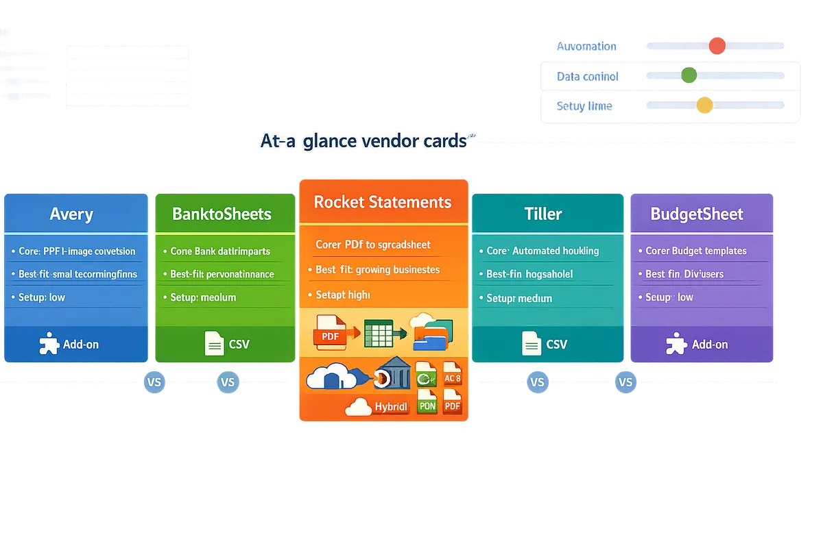 comparison cards showing five vendor logos and delivery methods addon csv hybrid