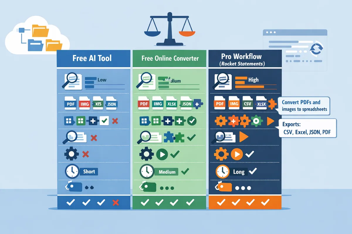sidebyside comparison chart of free ai tool free online converter and pro workflow features