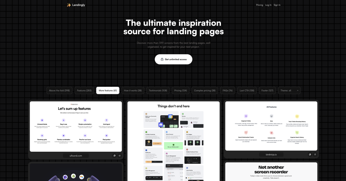 Landingly - The ultimate inspiration source for landing pages designers