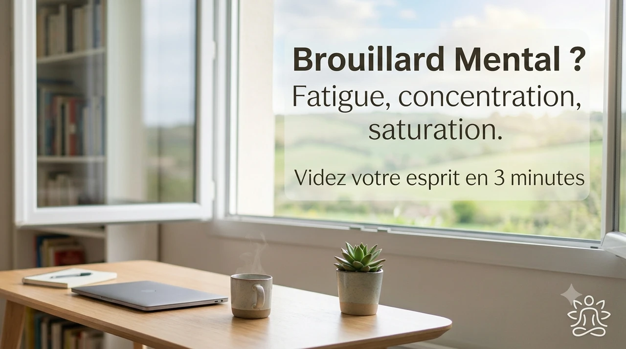 Table de bureau devant une fenêtre ouverte.