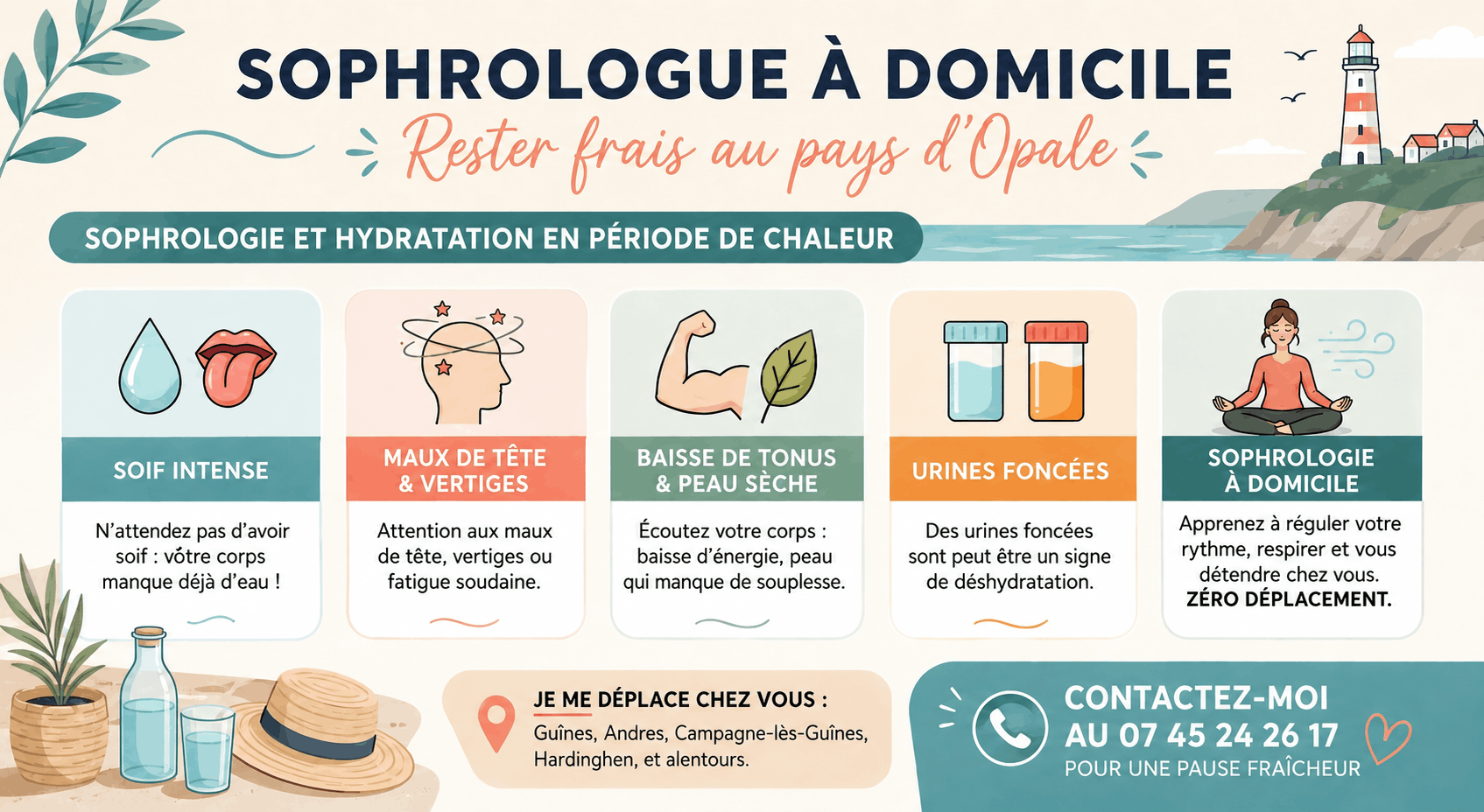 infographie conseils pour bien vivre la canicule à Guînes et sur le Pays d'Opale