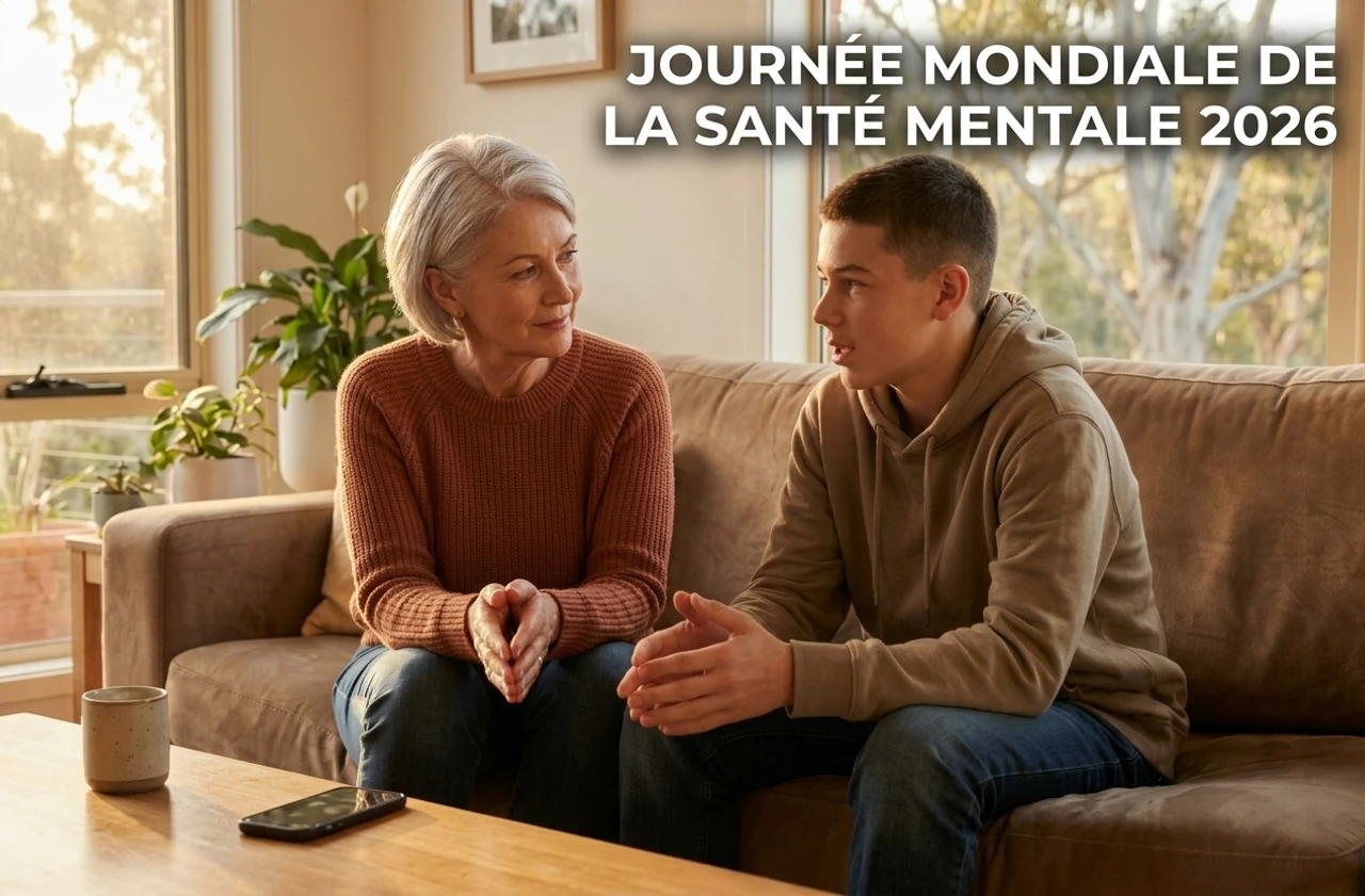 Une mère qui discute avec son ados, ils sont assis sur un canapé