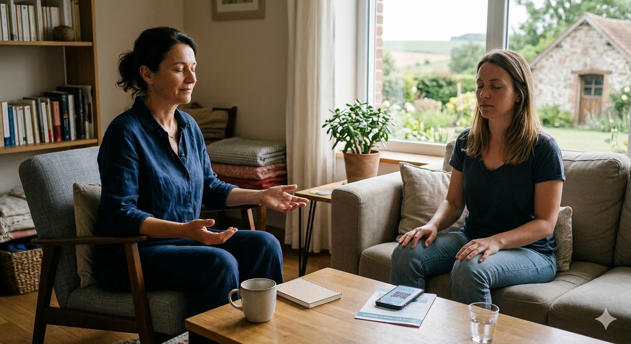 Deux femmes qui sont assises et ferment les yeux