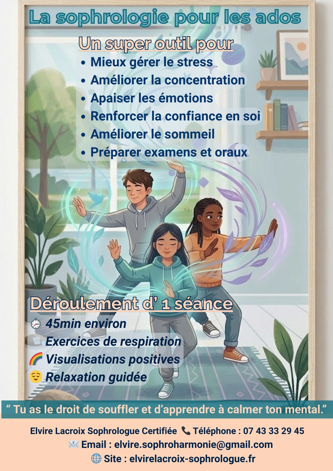 Affiche de la sophrologie pour les ados