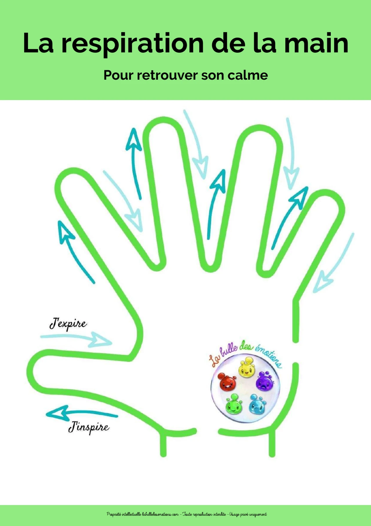 Suivre les inspire et expire sur la main