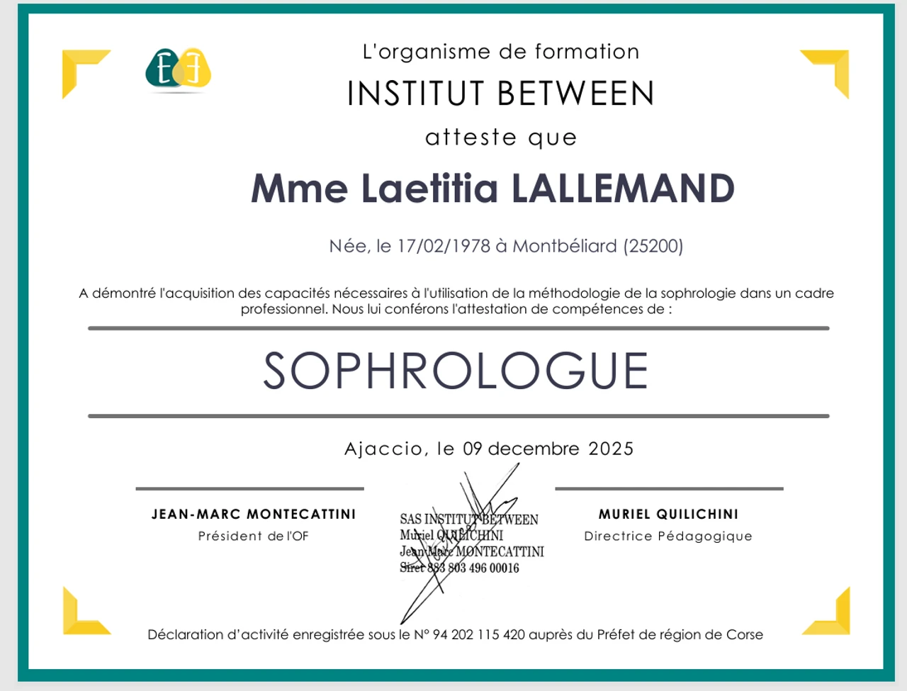 attestation de formation