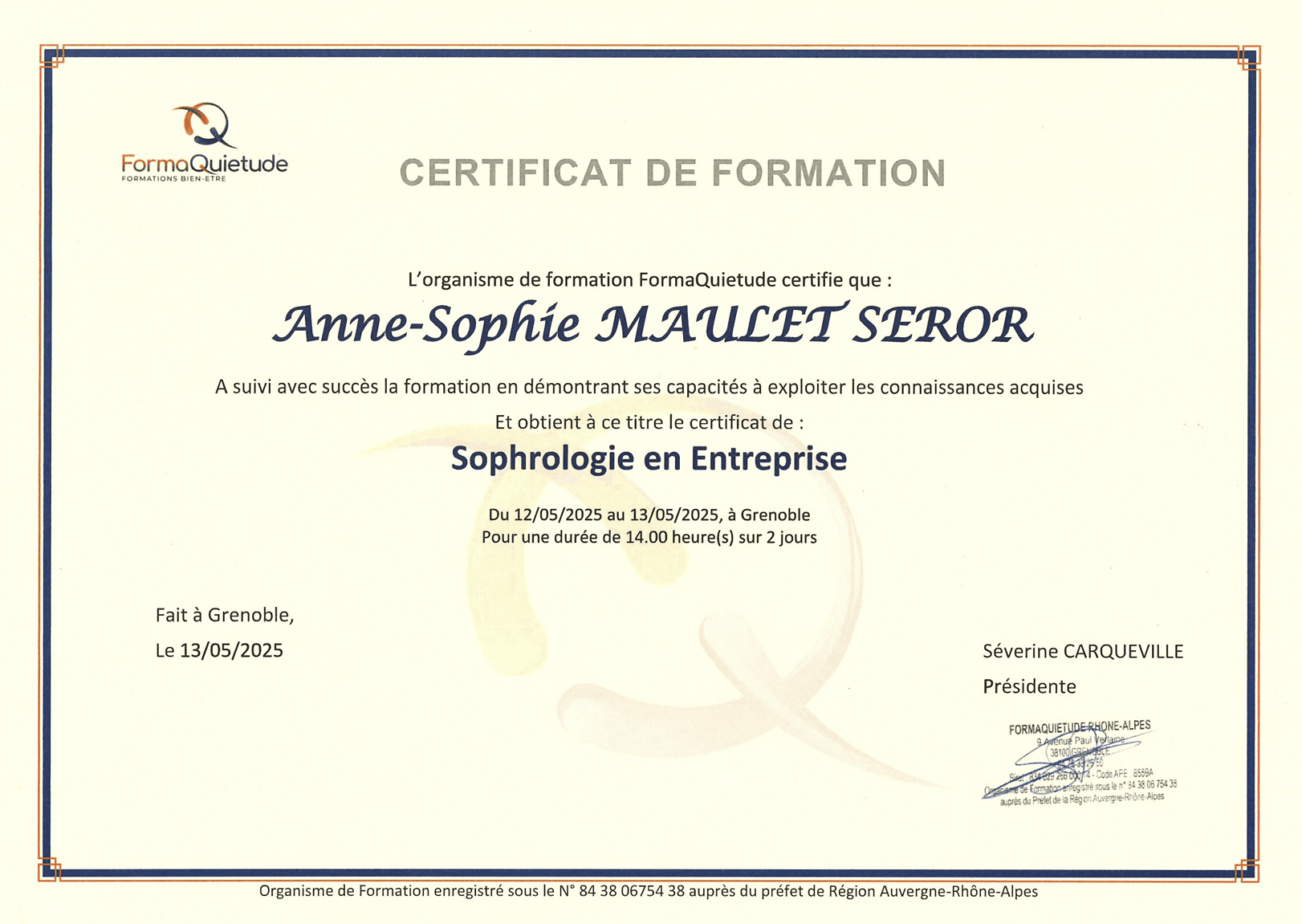 Spécialisation Sophrologie en Entreprise