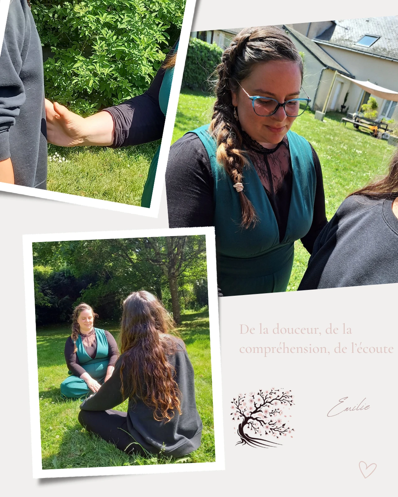 différentes photos d'Emilie Bochereau, Sophrologue et Magnétiseuse à Mûrs-Érigné