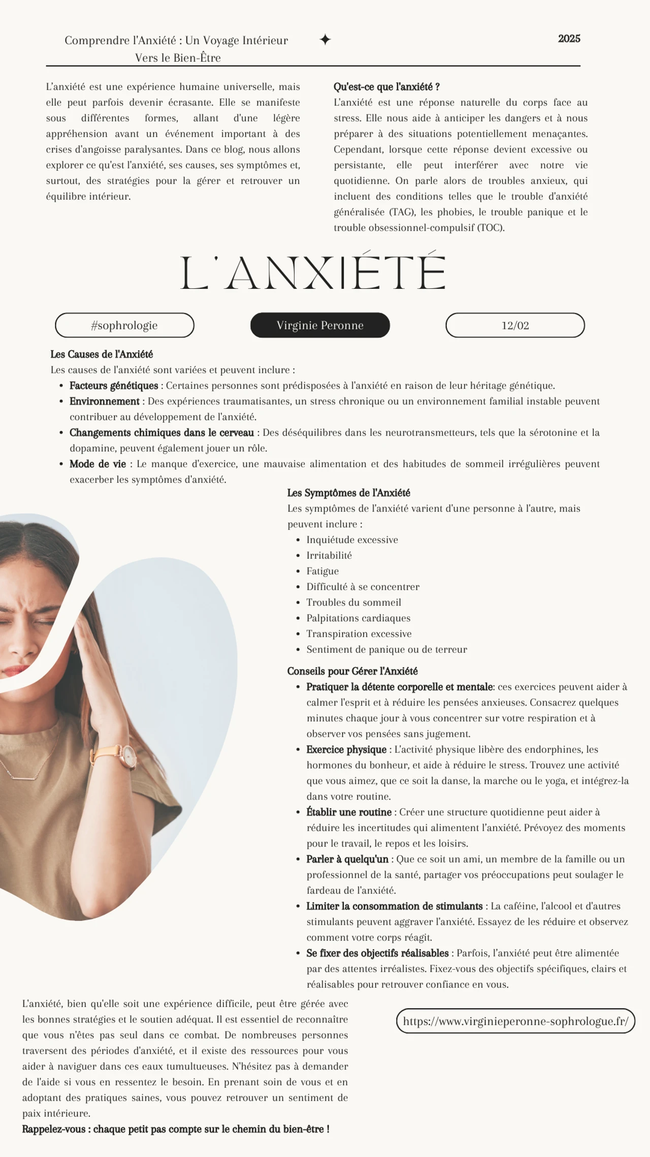 L'anxiété, gestion par un bon accompagnmentqui