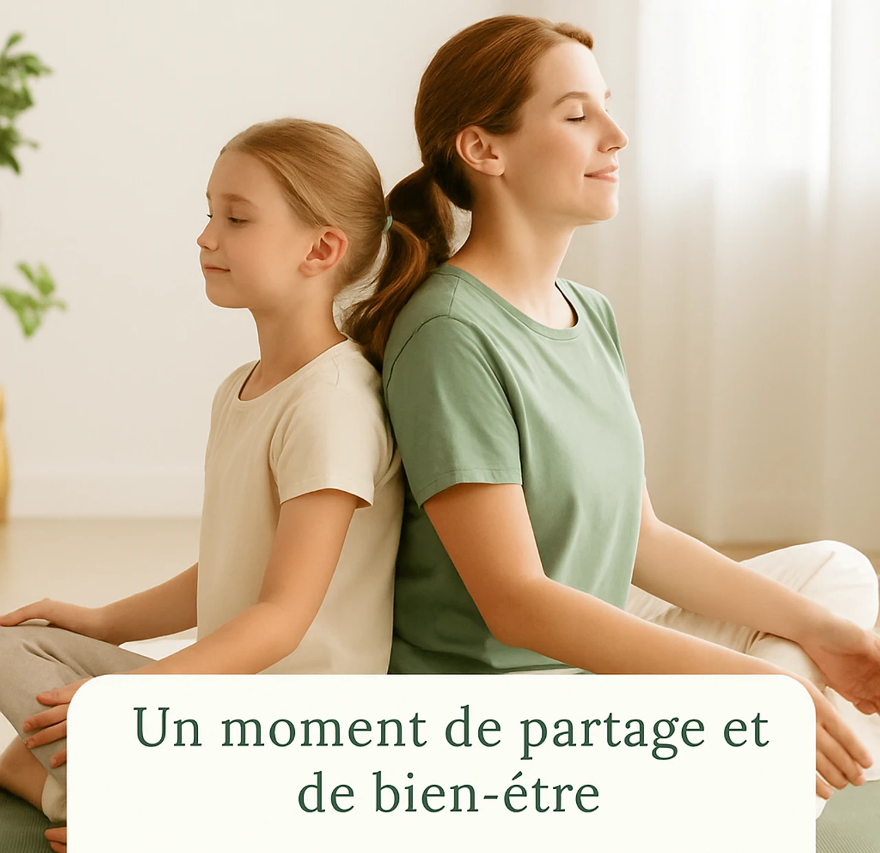 Alt=Atelier sophrologie parent-enfant en groupe, partage et détente