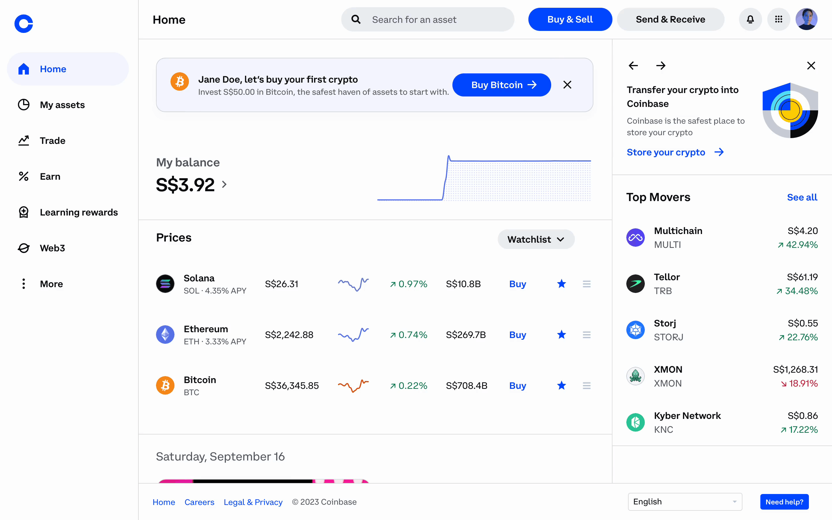 Coinbase Web Screen | Mobbin