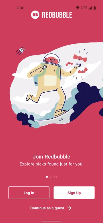 Redbubble Onboarding screen