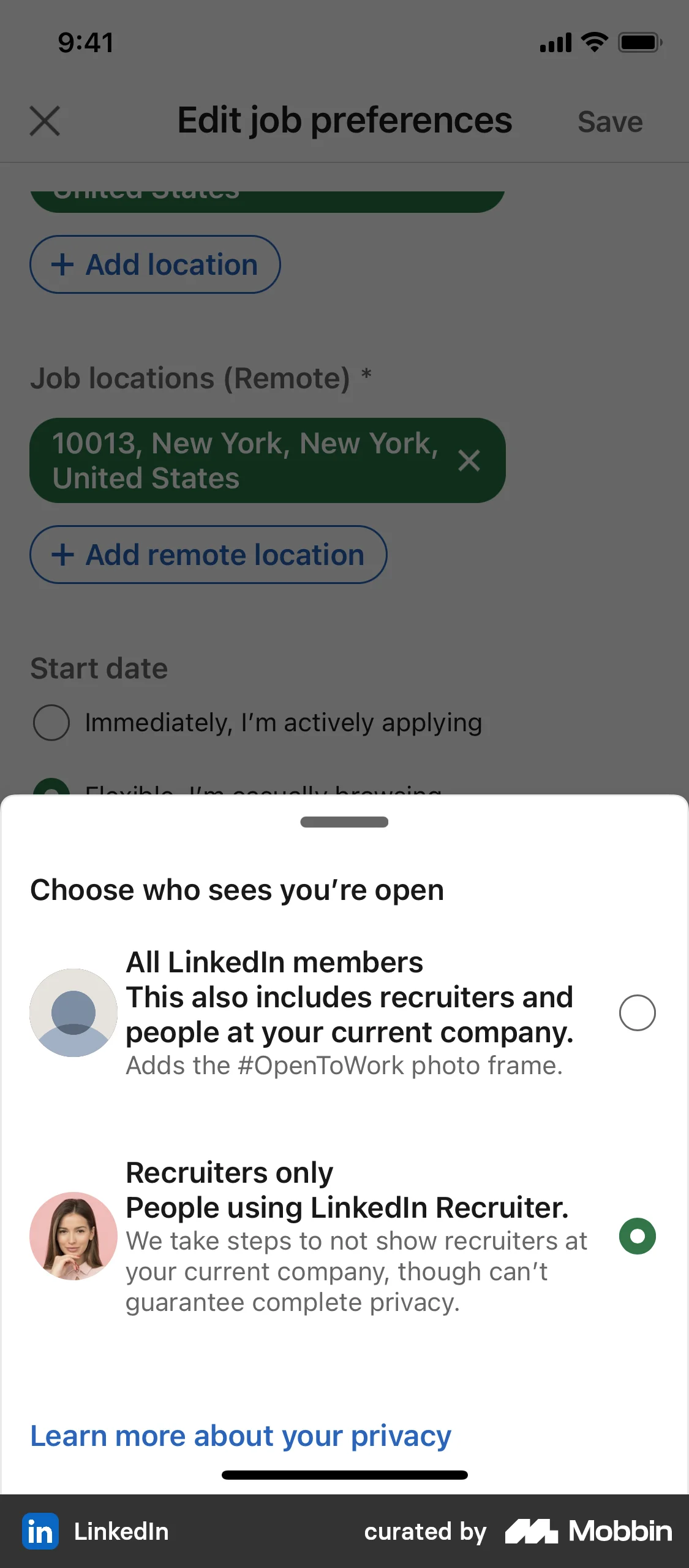 LinkedIn Completing onboarding checklist screen