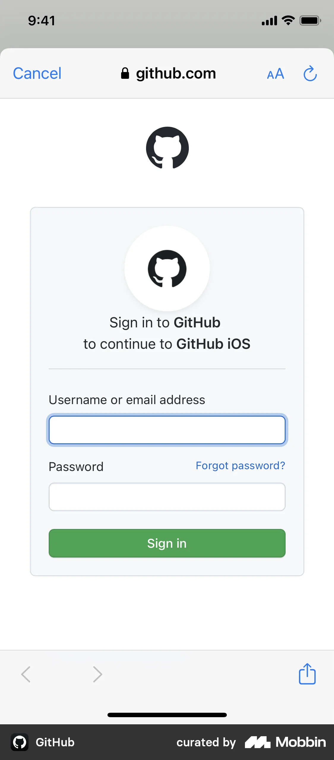 GitHub screen
