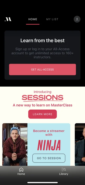 MasterClass Creating an account screen