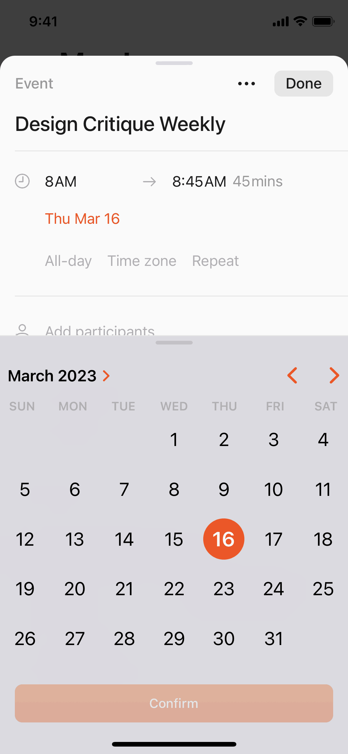 Cron Calendar IOS Screen | Mobbin