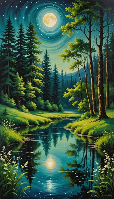 Whispers of the Moonlit Brook