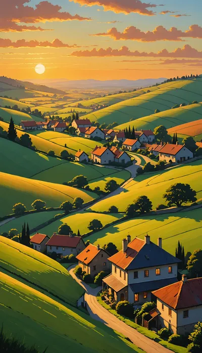 Whispers of Twilight: A Village's Evening Symphony