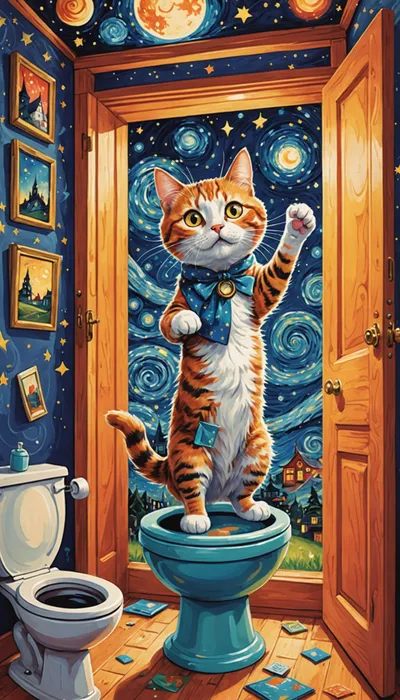 Regret Cat's Unforgettable Time-Traveling Toilet Escapade