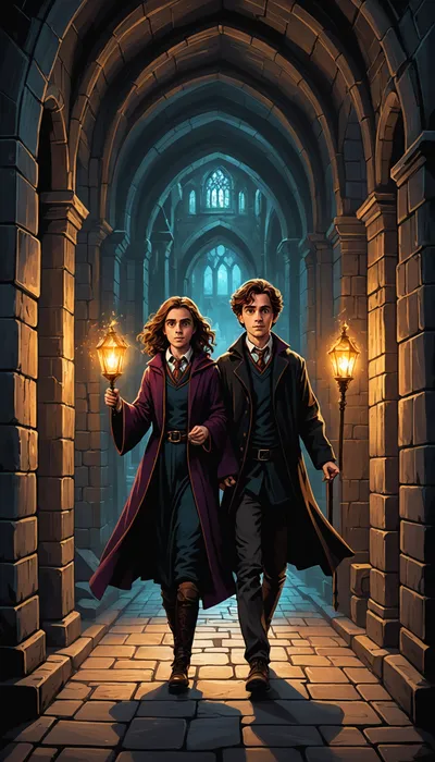 Harry and Hermione's Journey into the Enigmatic Dungeon of Hogwarts