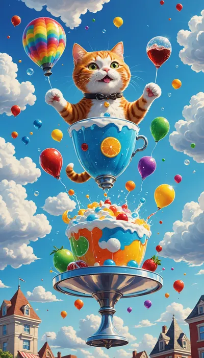 Regret Cat's High-Flying Fizzy Mishap