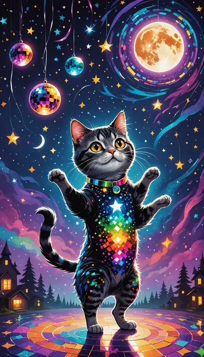 The Glittery Transformation of Regret Cat: A Disco Tale