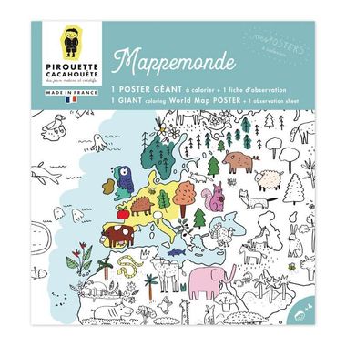 Poster géant Mappemonde à colorier, imprimé en France
