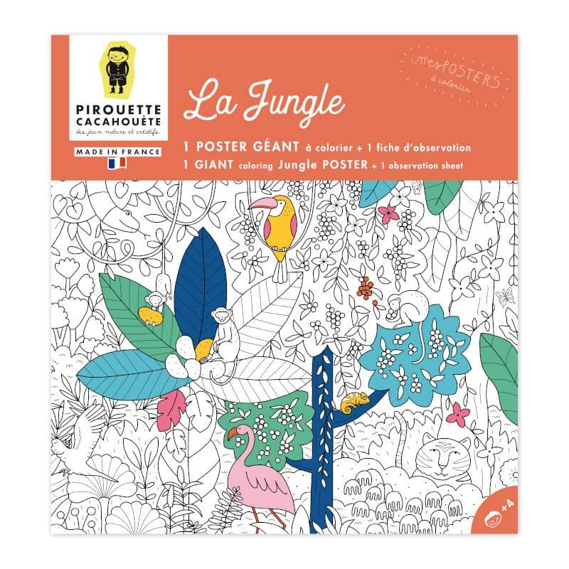 Poster géant Jungle à colorier, imprimé en France