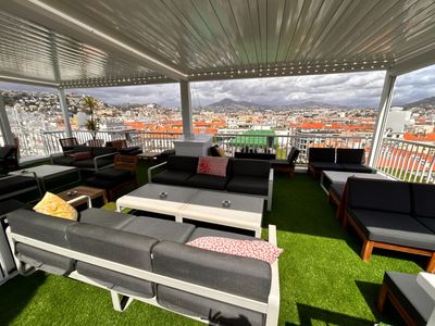 Rooftop terraces with panoramic sea, city and mountain views