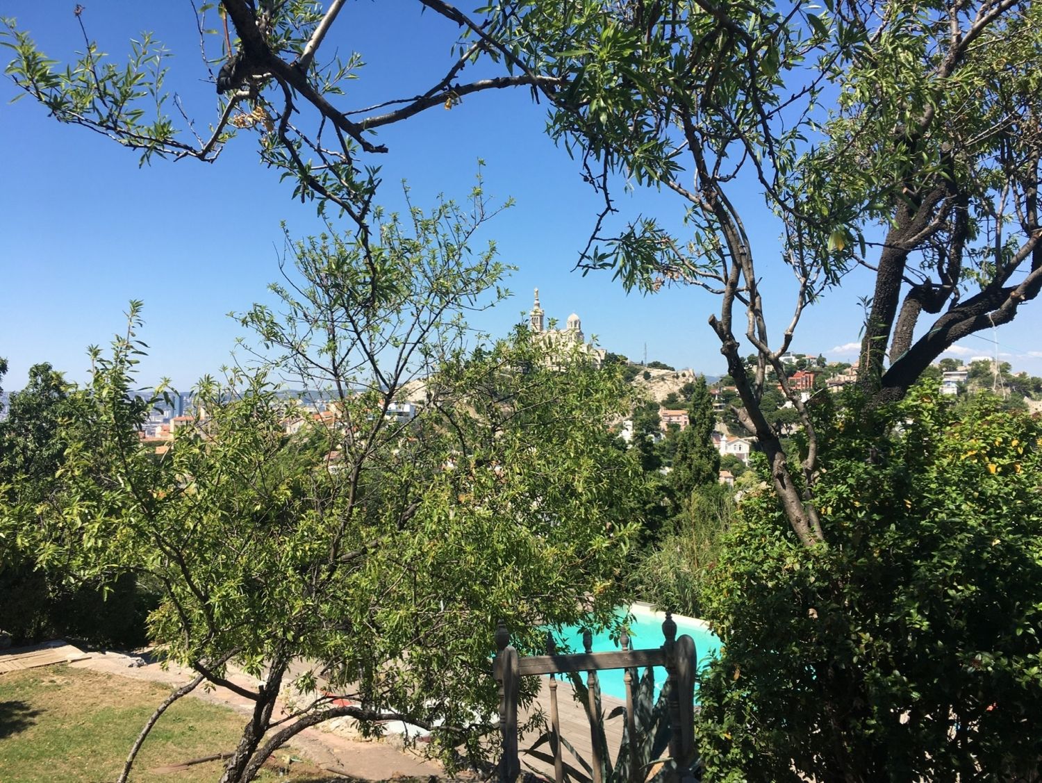 Outdoor spaces in villa with swimming pool garden and exceptional view of Marseille
