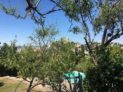 Outdoor spaces in villa with swimming pool garden and exceptional view of Marseille