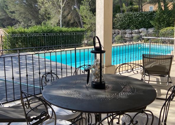 Villa swimming pool and covered terrace in the south of the Luberon