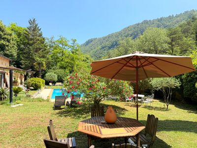 Large swimming pool - Shady garden with views of the river and forest