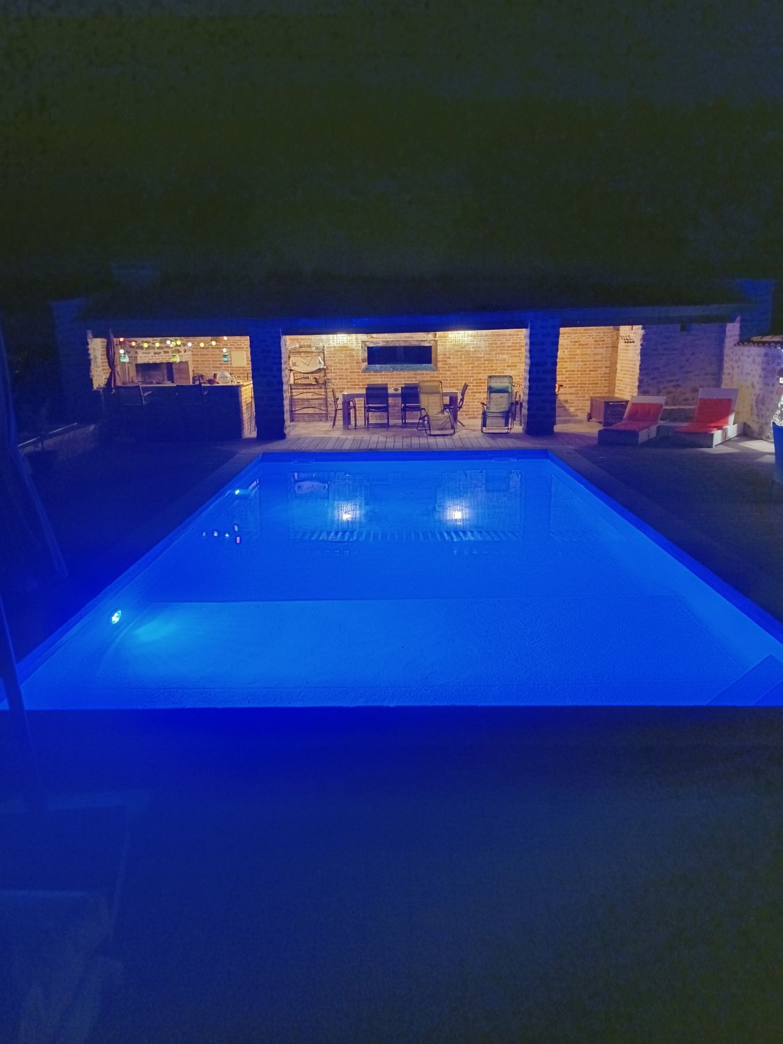 Garden with swimming pool, pool house and petanque court 