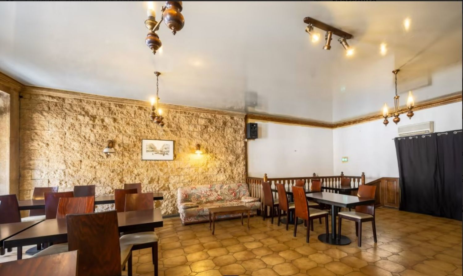 Spacious two-level restaurant rooms