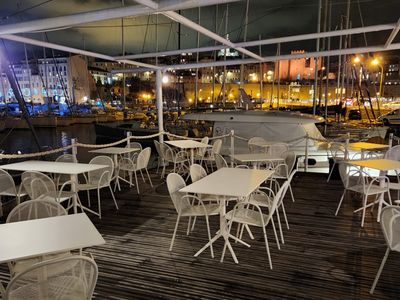 Terrace in the middle of the old port