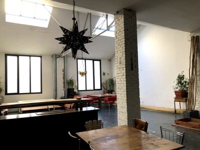 Industrial style high ceiling loft