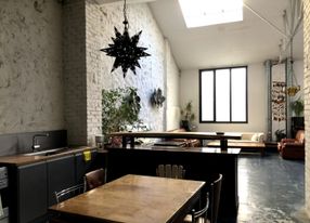 Industrial style high ceiling loft