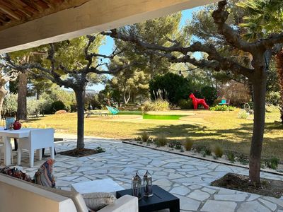 Estate with swimming pool and a large park