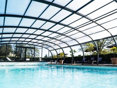 Reception area with a large park