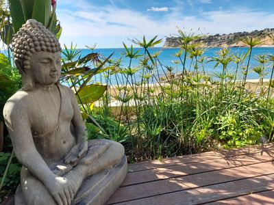 Exceptional sea view terrace 10 m from the beach