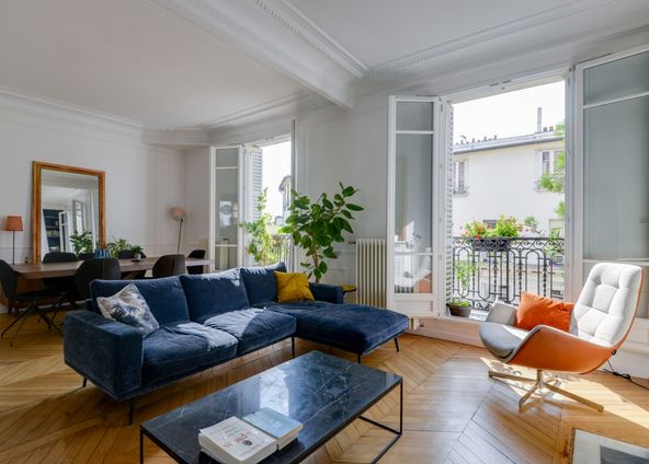 Haussmannian apartment with balcony and Eiffel Tower view