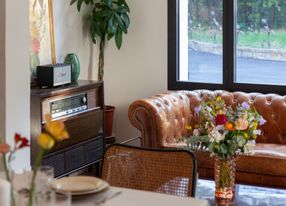 Living room with its magnificent fireplace