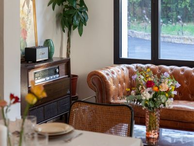 Living room with its magnificent fireplace