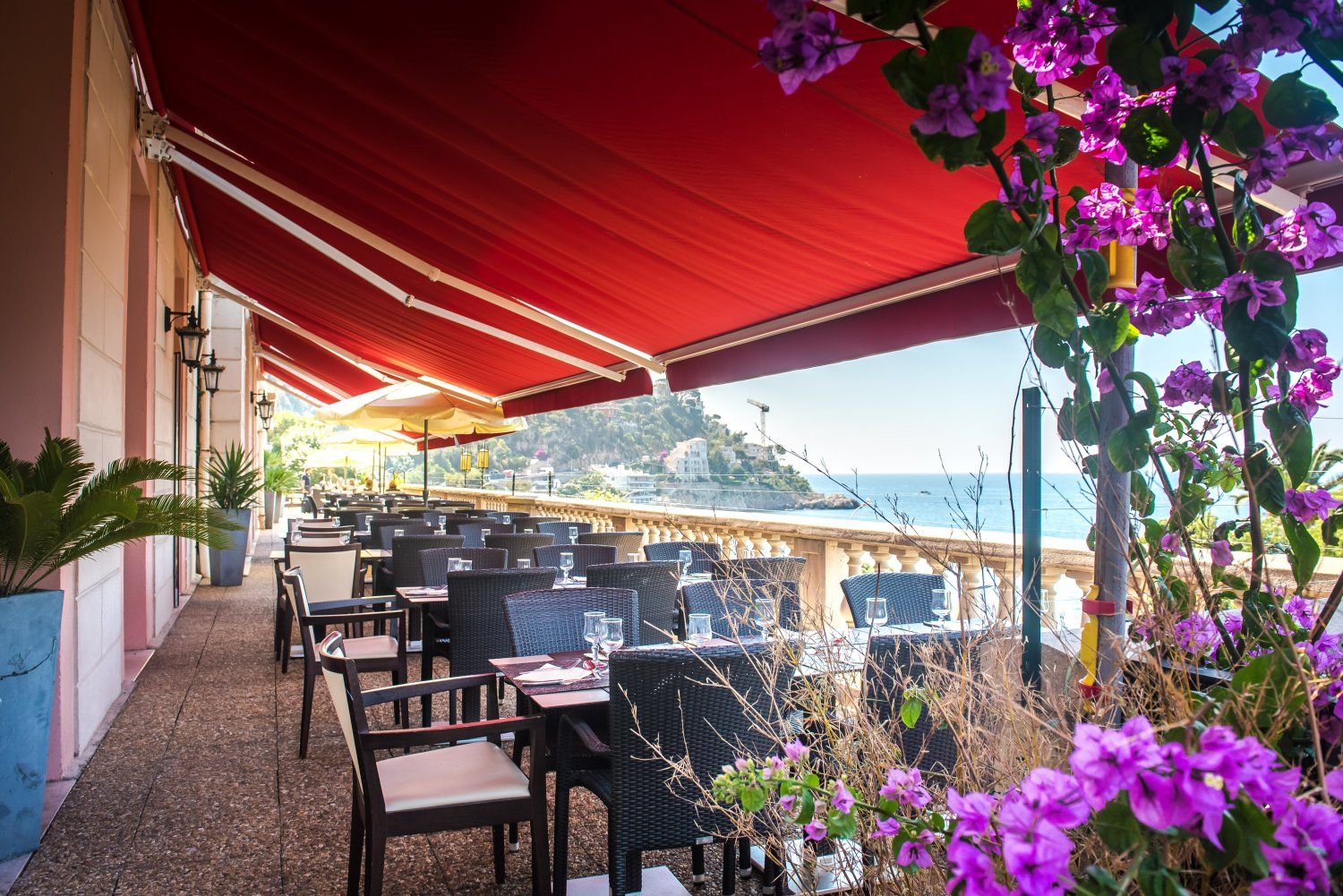 Restaurant and terrace overlooking the bay of Nice