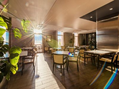 Restaurant and terrace overlooking the bay of Nice