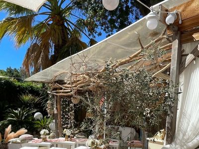 Garden with terraces and swimming pool
