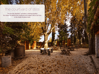 Courtyard of stills with copper vats