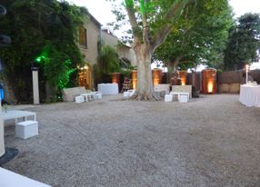 Courtyard of stills with copper vats